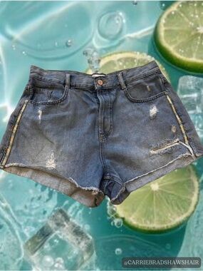 Zara Light Blue Denim Shorts w glitter sides